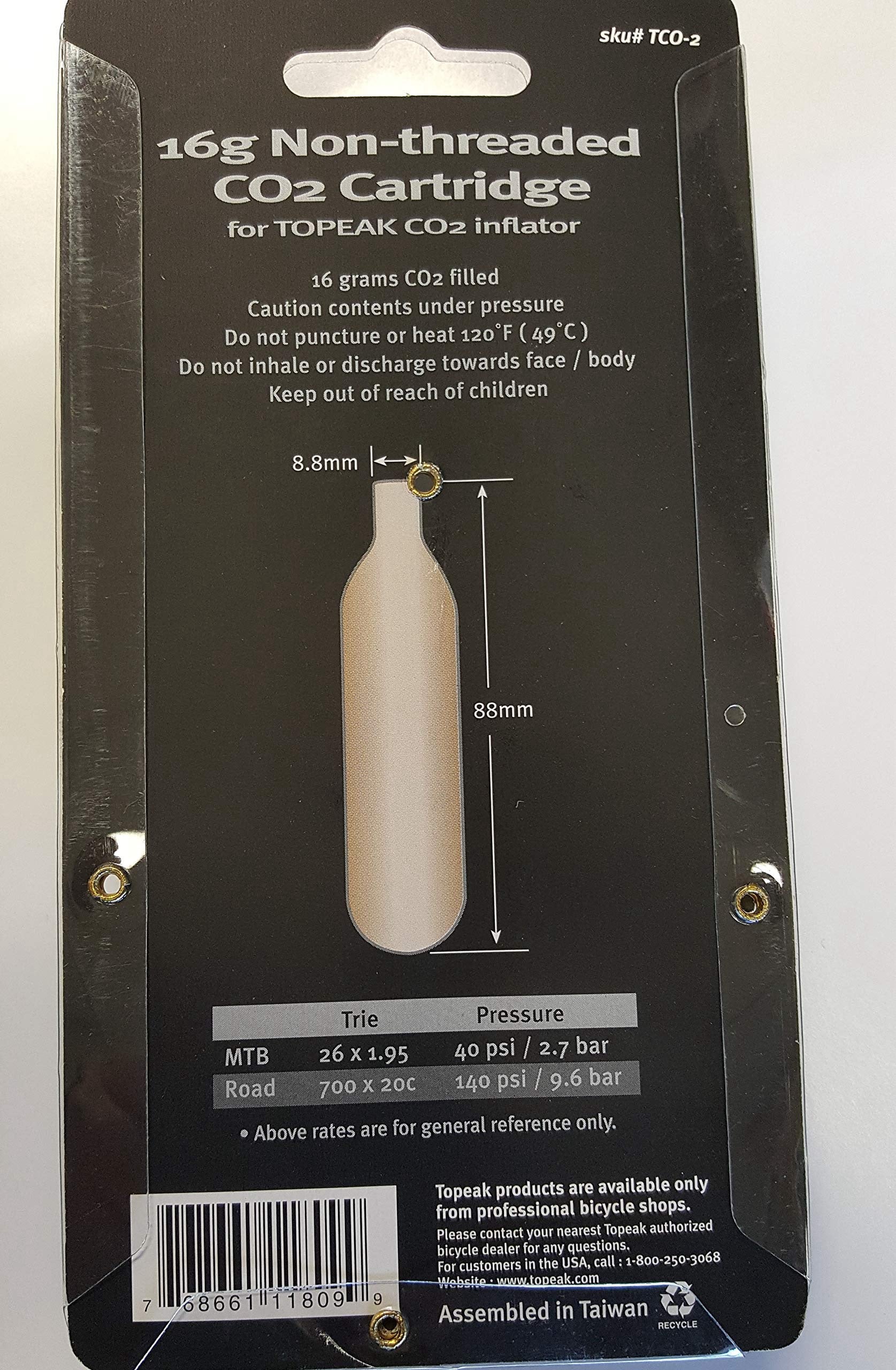 Topeak Cartucce CO2 16g Non filettate