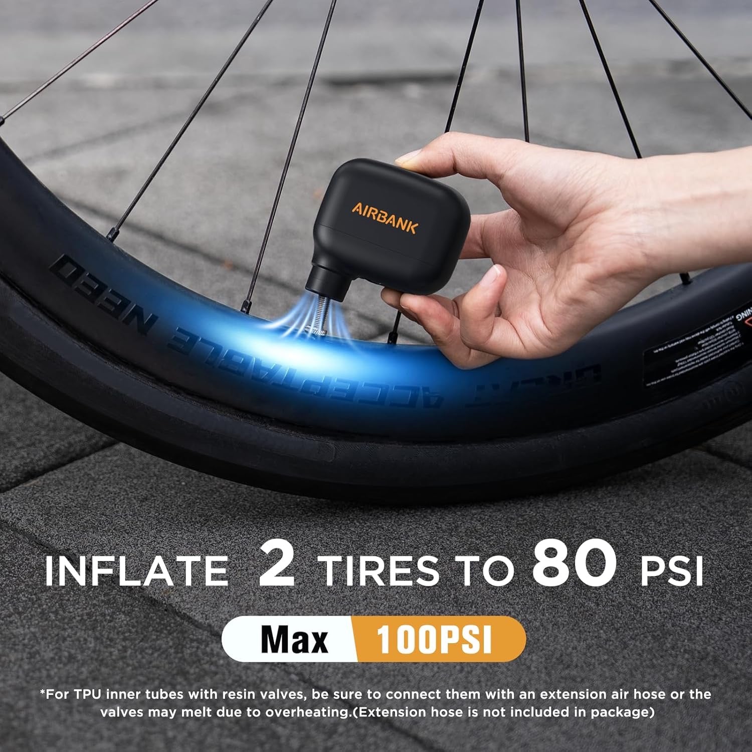 Mini Pompa ad Aria da 100 psi Ricaricabile